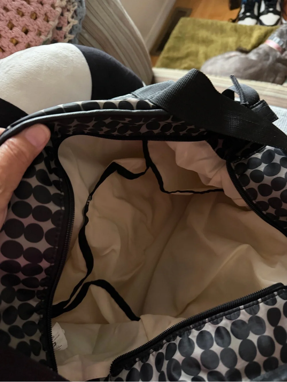 Skip Hop Black and Gray Dot-Print Baby Bag